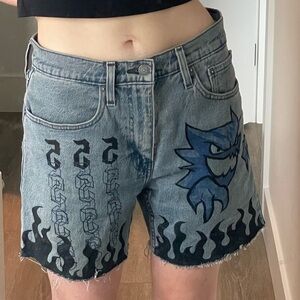 One-of-a-Kind 555 Haunter/Ghost Pokemon Painted Levi Shorts
